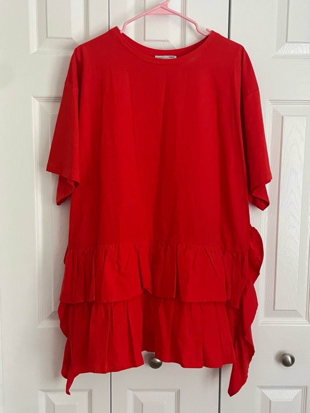 Zara Bright Red Crewneck Top